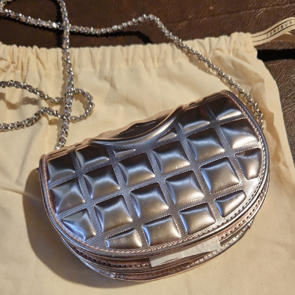 TORY BURCH PINK METALLIC Quilted Women's Bag